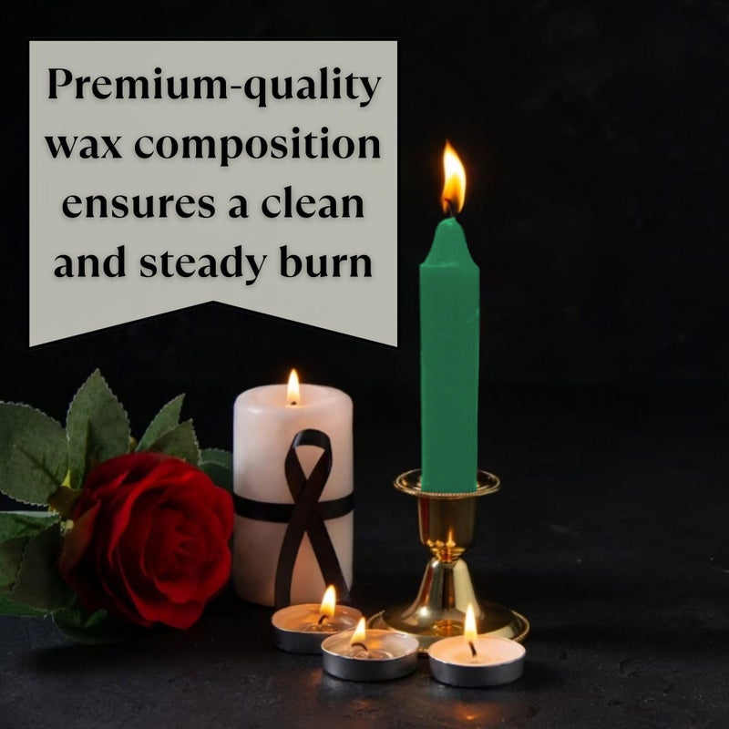 Vrinda Set of 20-4"" Mini Chime Ritual Spell Unscented Taper Candles - Ideal for Chime/Altar/Spell Work (Green) - Image 5